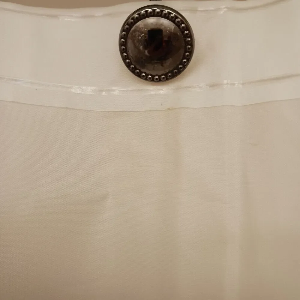 10 Shower‎ Curtain Hooks LUXE Decor Button Style Polished Gunmetal Dark PRETTY!